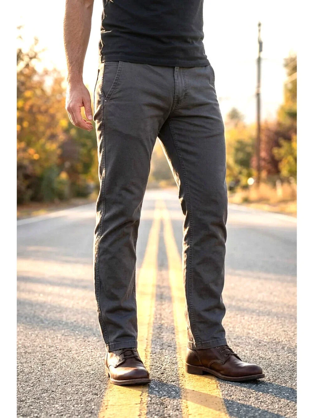 Eddie Bauer Men's Canvas Work Pants Dark Gray 30W X 32L
